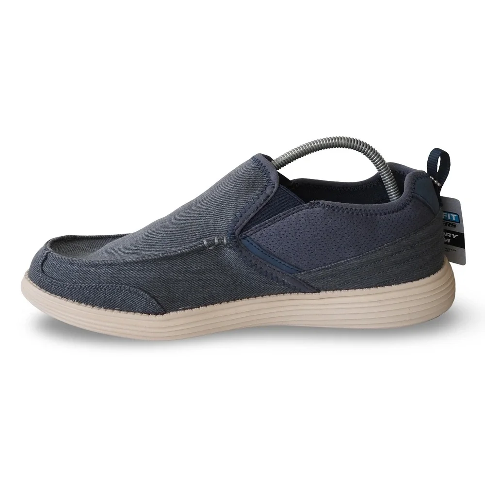 Skechers Delton Relaxed Fit Slip-on Loafers Mens 9 65751SA Navy Canvas Shoes